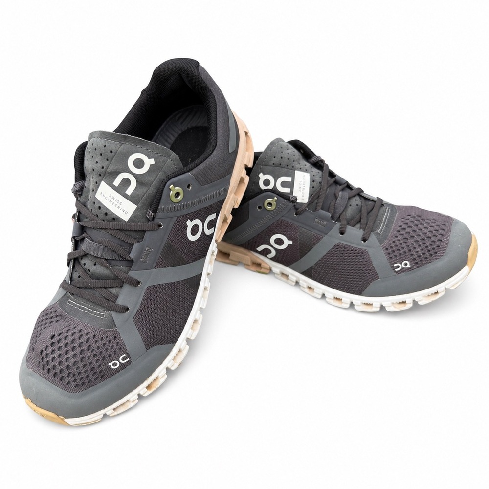 On Running Cloudflow Charcoal Grey Rose Peach Sneakers Womens 6 Low Top Running